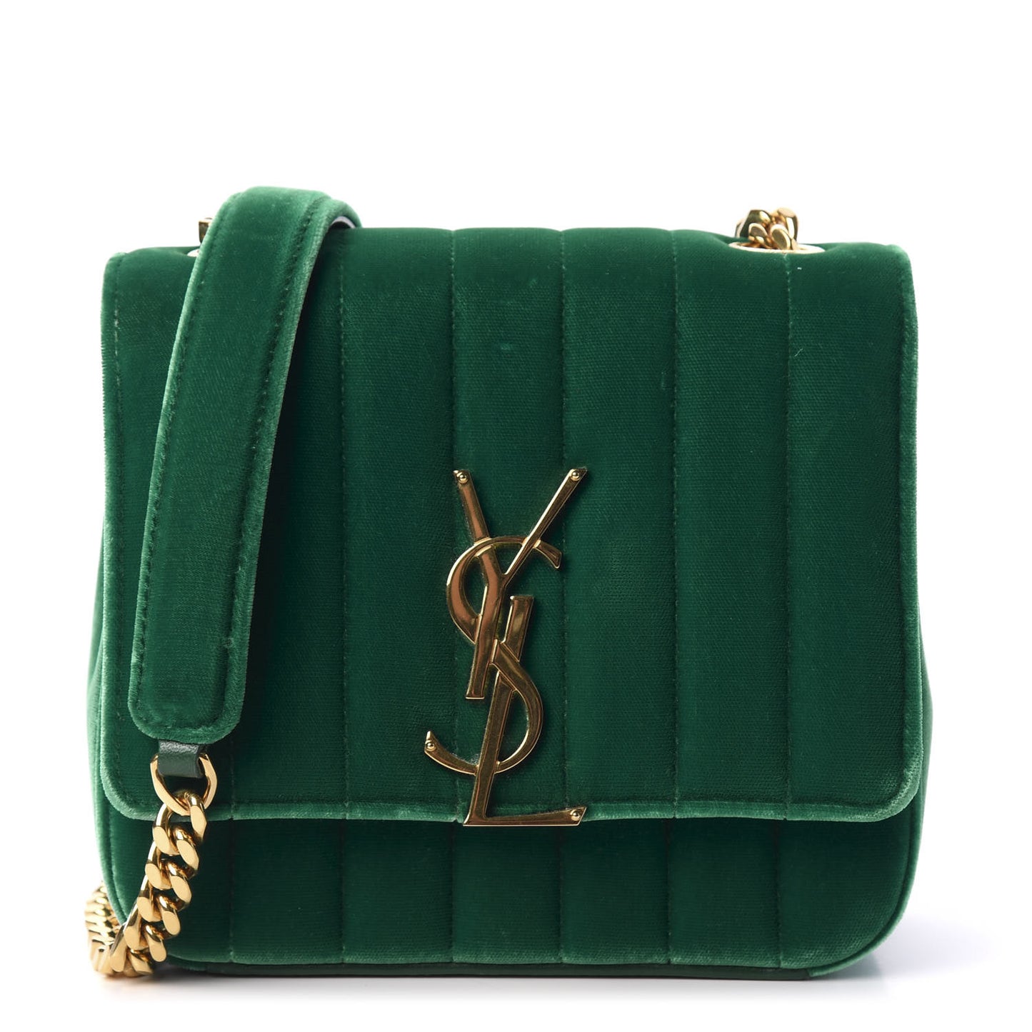 Velvet Matelasse Small Vicky Chain Bag Deep Malachite