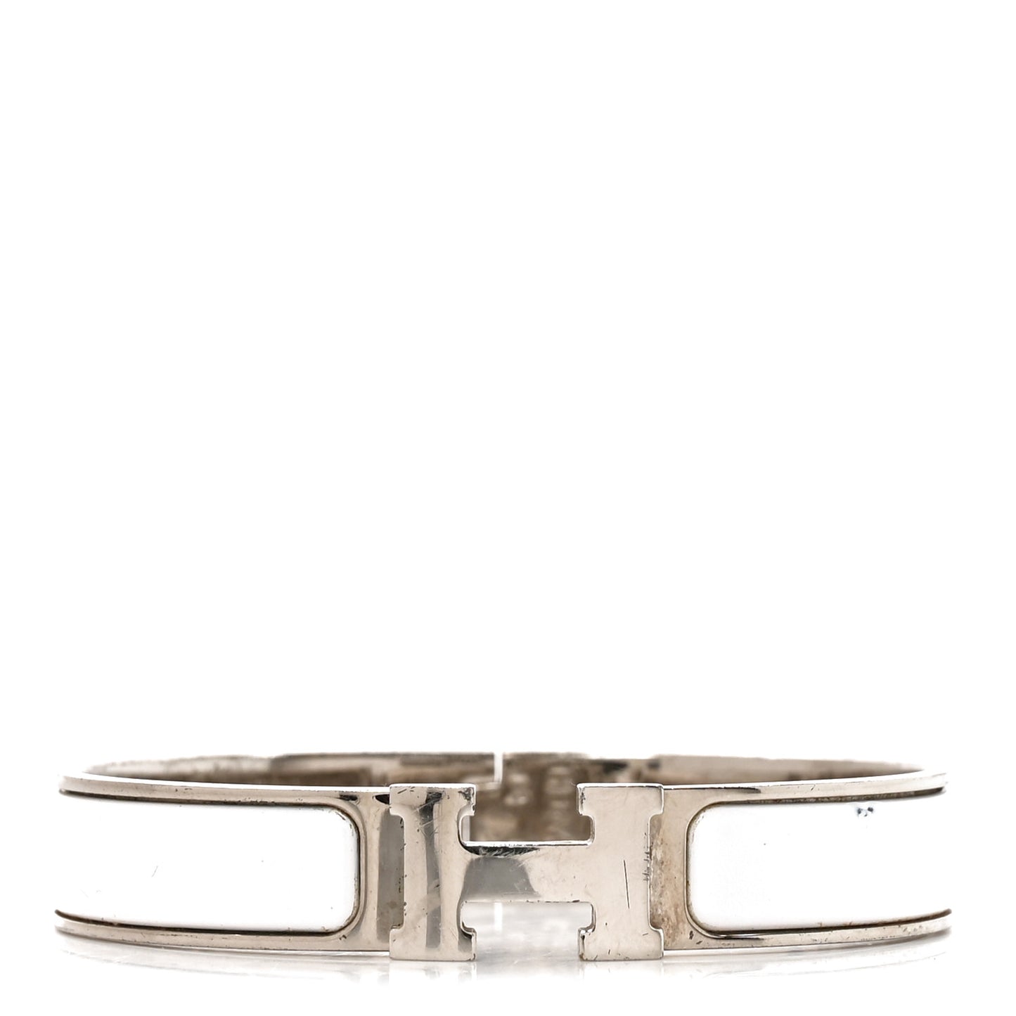 Enamel Narrow Clic Clac H Bracelet GM White