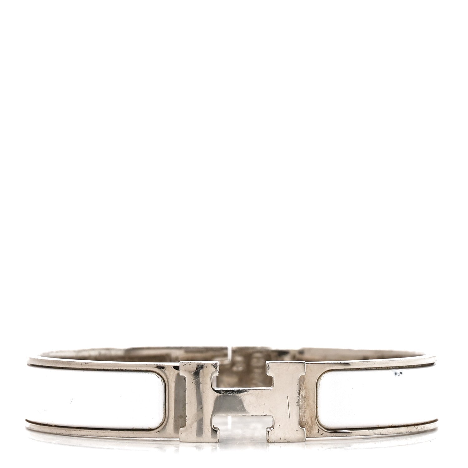 Hermes Enamel Narrow Clic Clac H Bracelet GM White 1 of 5