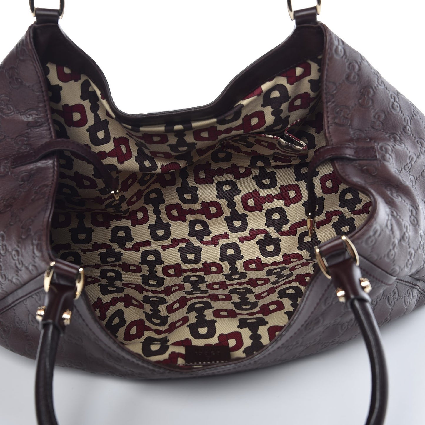 Guccissima Large D Gold Ring Shoulder Bag Chocolate