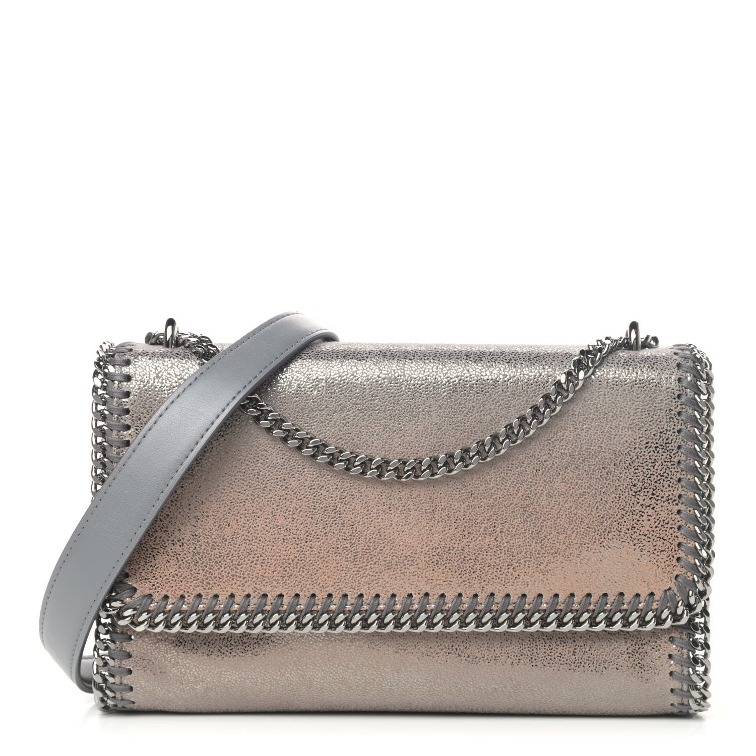 Stella McCartney Metallic Shaggy Deer Falabella Messenger Grey Taupe 1 of 4