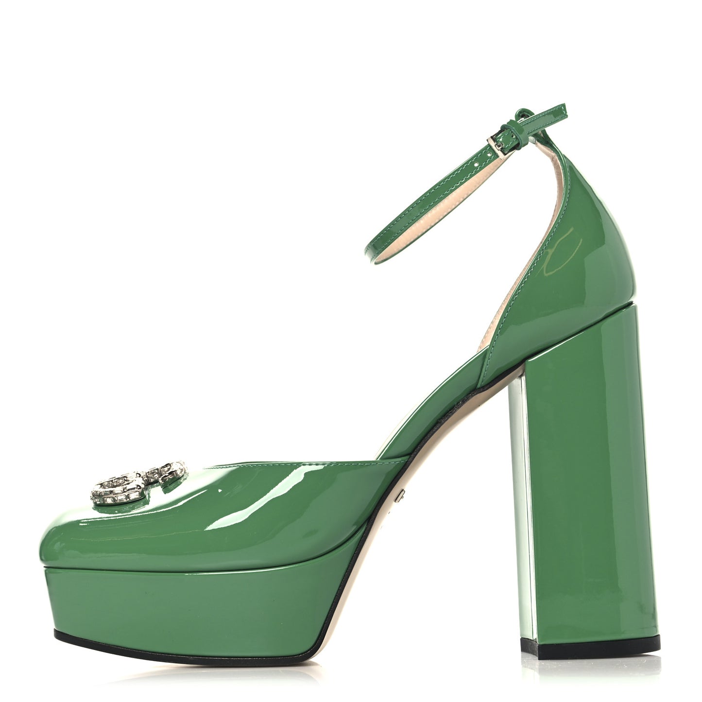 Patent Crystal Double G Platform Pumps 38.5 New Shamarock