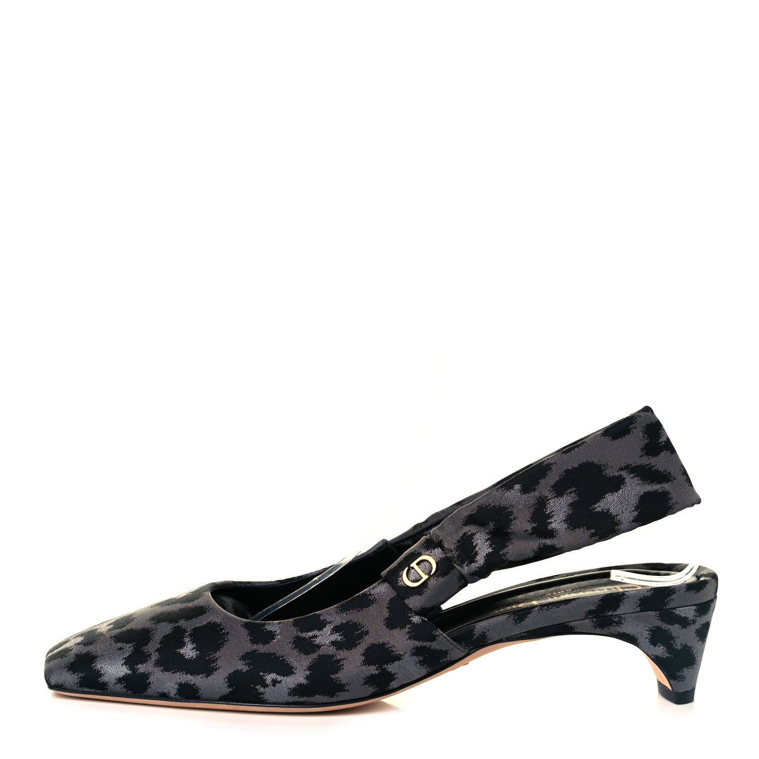 Christian Dior Nylon Leopard Print Mizza Slingback Pumps 40 Grey Multicolor 1 of 7