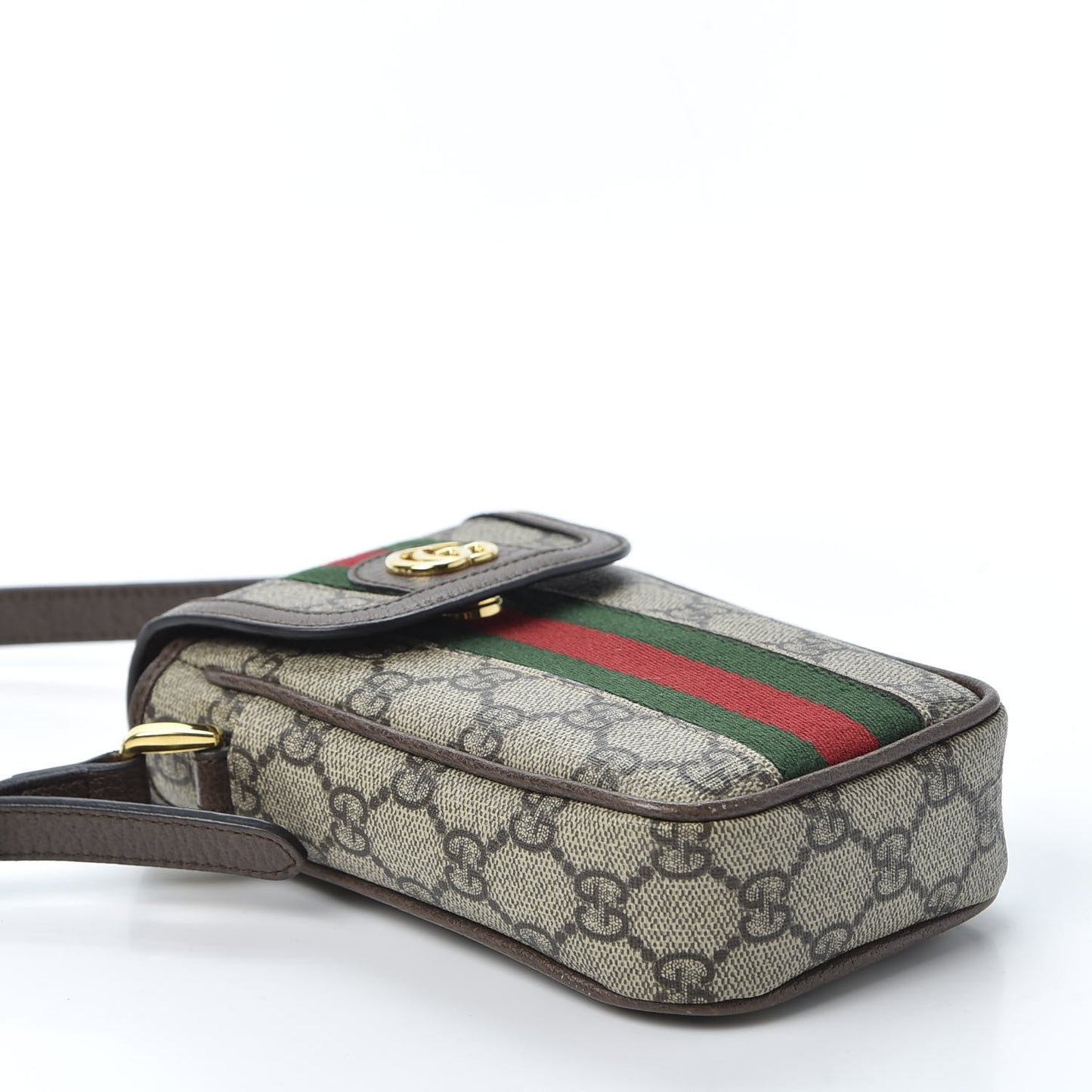 GG Supreme Monogram Web Ophidia Phone Crossbody Bag Beige New Acero