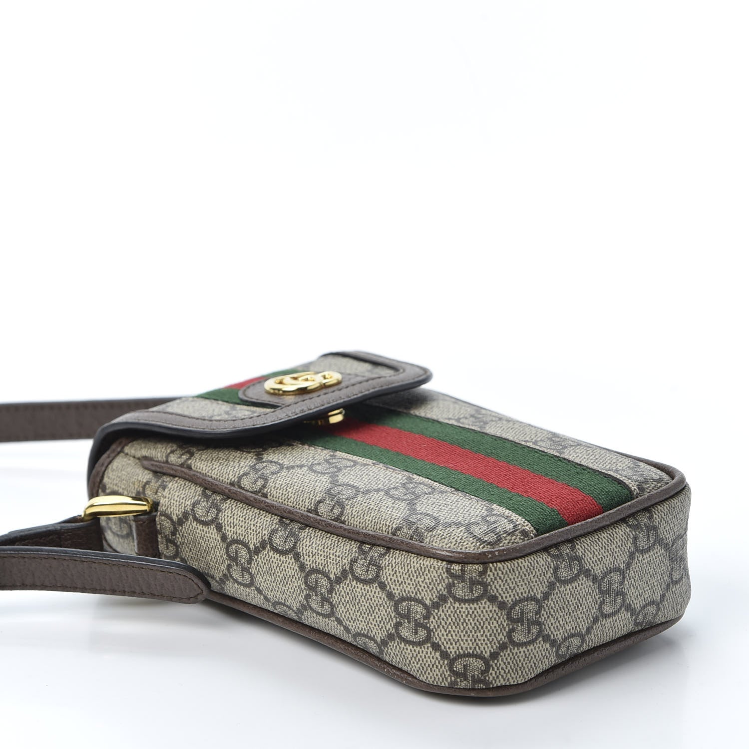 Gucci GG Supreme Monogram Web Ophidia Phone Crossbody Bag Beige New Acero 3 of 10