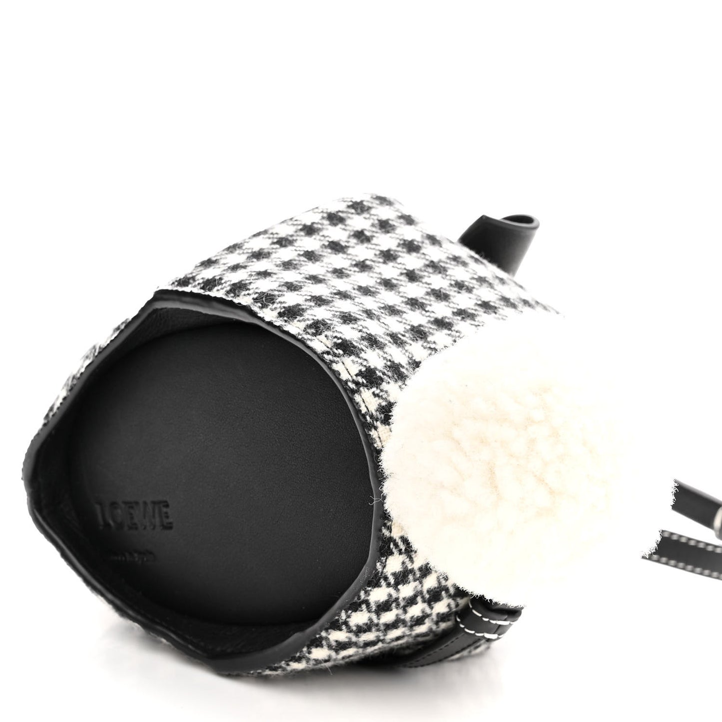Tweed Mini Bunny Crossbody Bag Black White