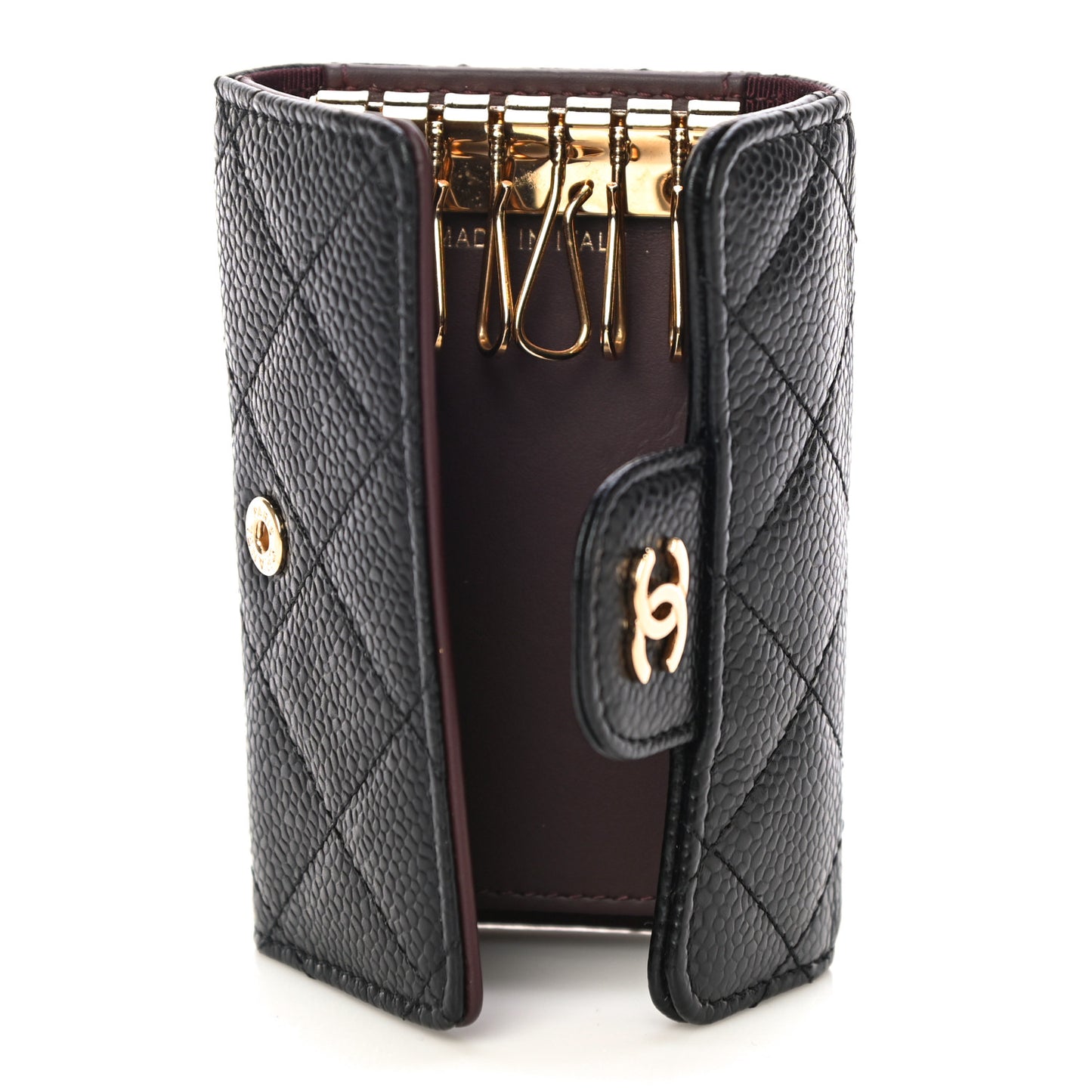 Caviar Quilted 6 Key Holder Black