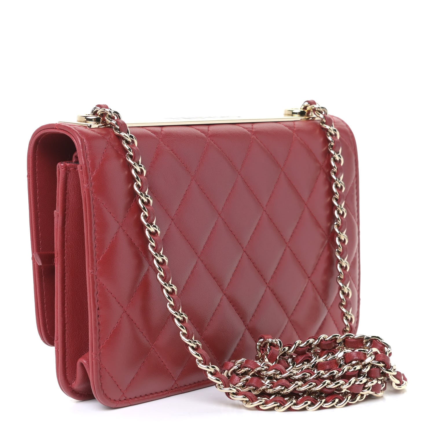 Chanel Lambskin Quilted Trendy CC Wallet On Chain WOC Red 3 of 14