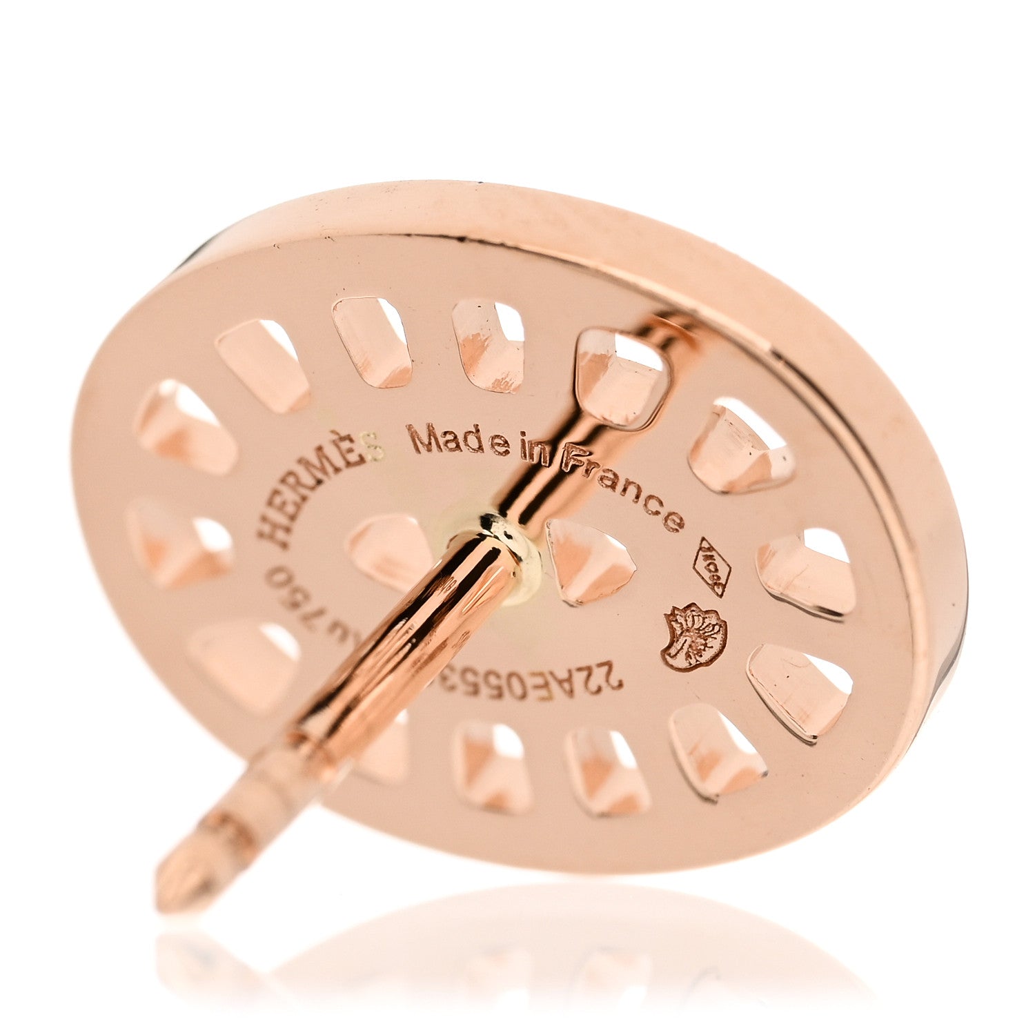 Hermes 18K Rose Gold Diamond Chaine d'Ancre Divine Stud Earrings 5 of 6