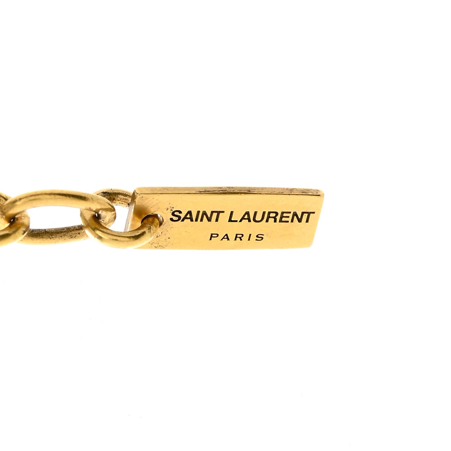 Saint Laurent Crystal Pearl Cross Pendant Necklace Gold 6 of 6