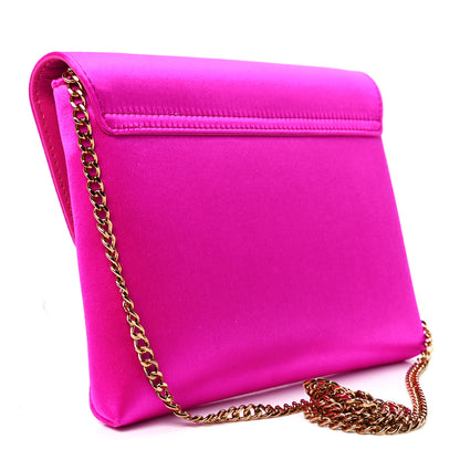 Versace Satin Crystal Embellished La Medusa Pouch On Chain Pink 3 of 11