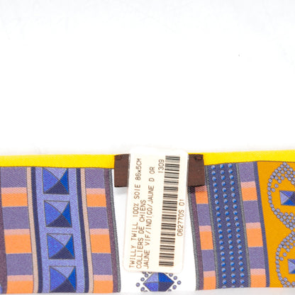 Hermes Silk Colliers De Chiens Twilly Juane Vif Indigo Juane D'or 3 of 6