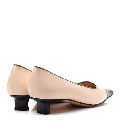 Chanel Lambskin Patent CC Pumps 39 Beige Black Green 4 of 11