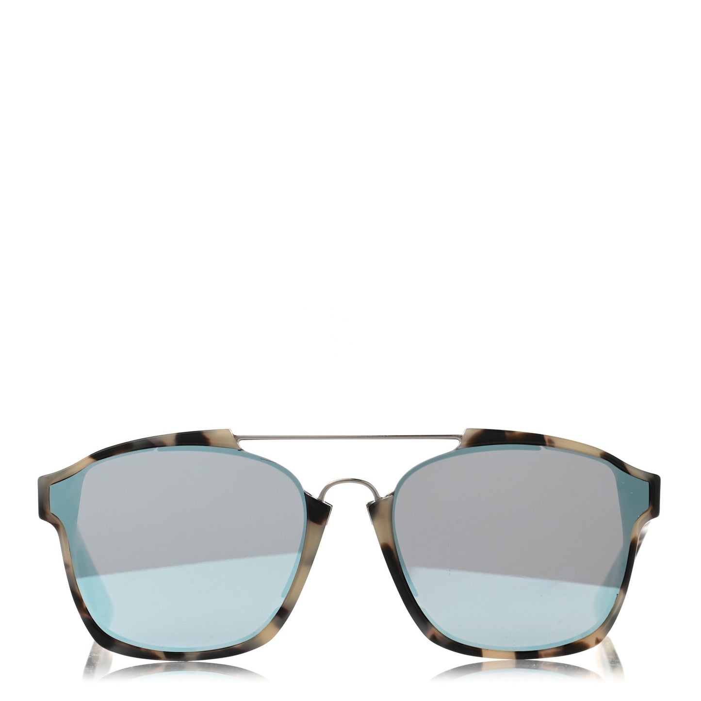Abstract Square Mirrored Sunglasses Spotted Havana Blue