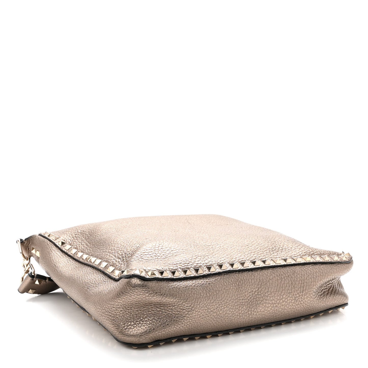 Metallic Pebbled Calfskin Large Rockstud Flip-Lock Messenger Bag Sasso