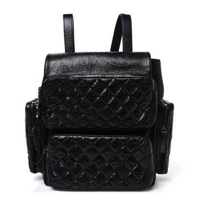 Chanel Grained Calfskin Quilted Large Casual Rock Backpack Black 1 of 10