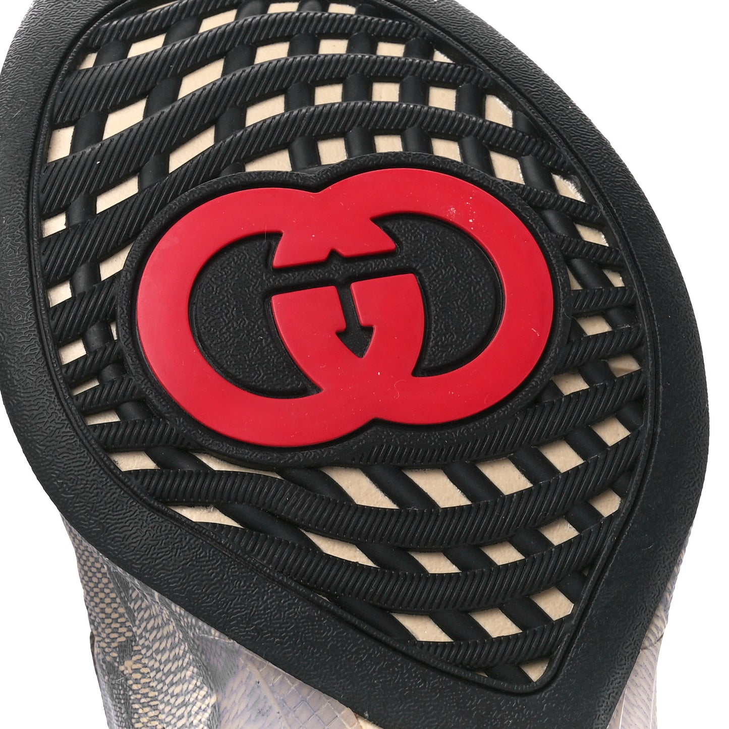 Ultralight Plume Calfskin Monogram Printed Mens Gucci Run Sneakers 8 Beige Blue