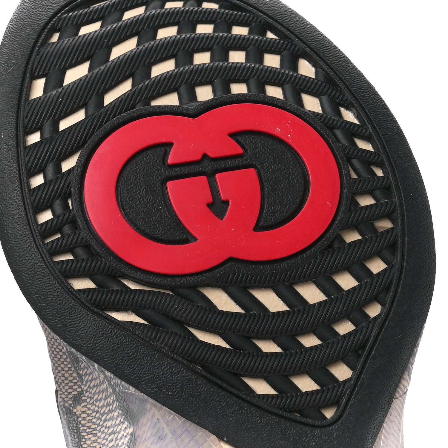 Gucci Ultralight Plume Calfskin Monogram Printed Mens Gucci Run Sneakers 8 Beige Blue 7 of 10