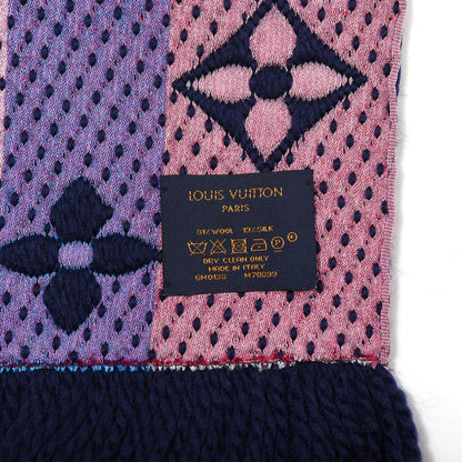 Louis Vuitton Wool Silk Rainbow Logomania Scarf Navy 3 of 3