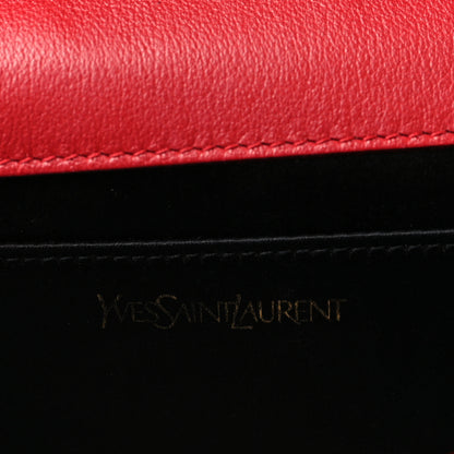 Saint Laurent Calfskin Monogram Large Belle De Jour Clutch Red 6 of 7