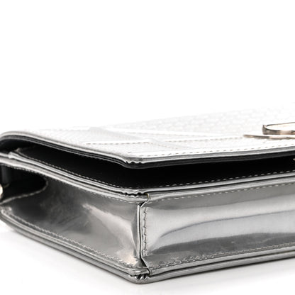 Christian Dior Metallic Patent Micro-Cannage Diorama Wallet on Chain Pouch Silver 8 of 10