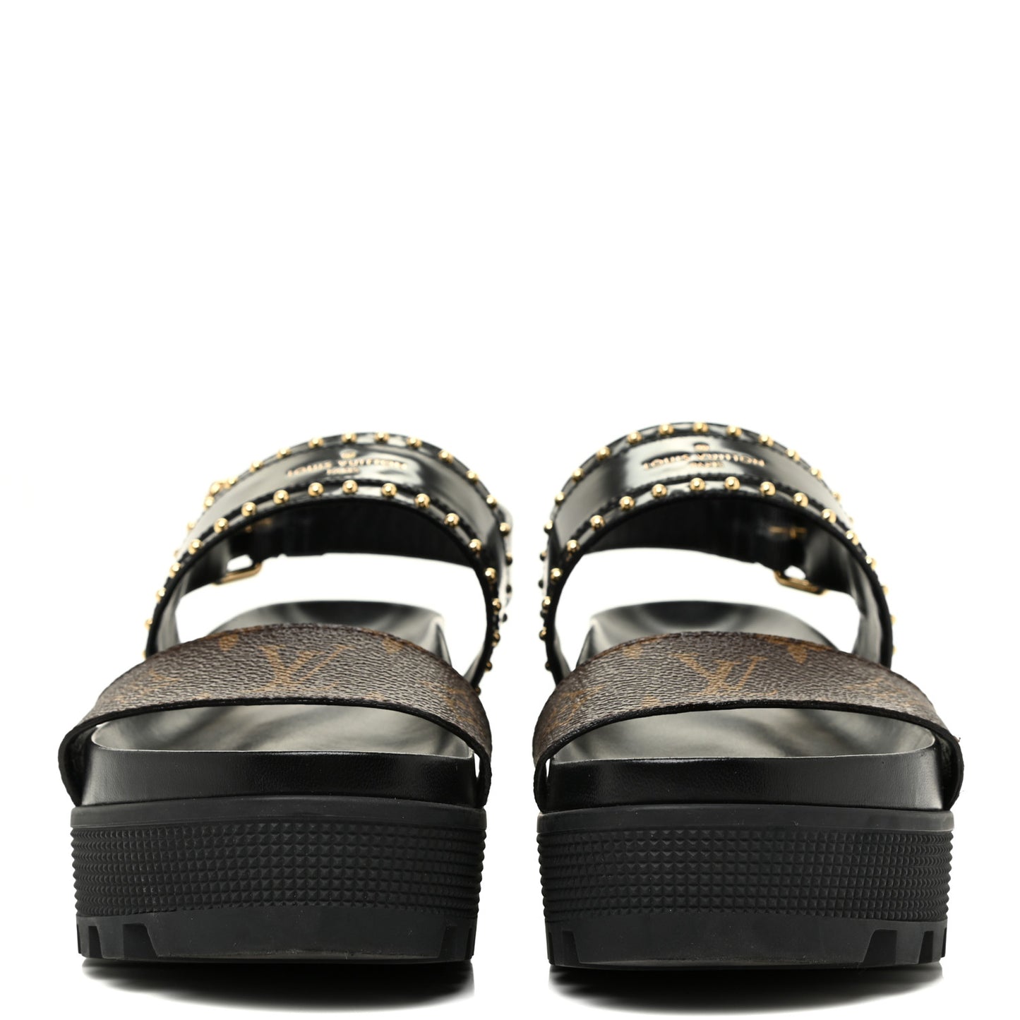 Calfskin Monogram Laureate Platform Sandals 39 Black