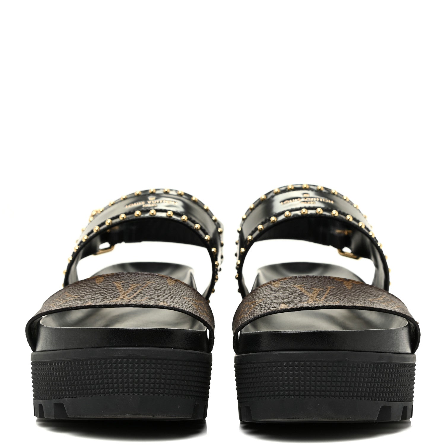 Louis Vuitton Calfskin Monogram Laureate Platform Sandals 39 Black 2 of 11