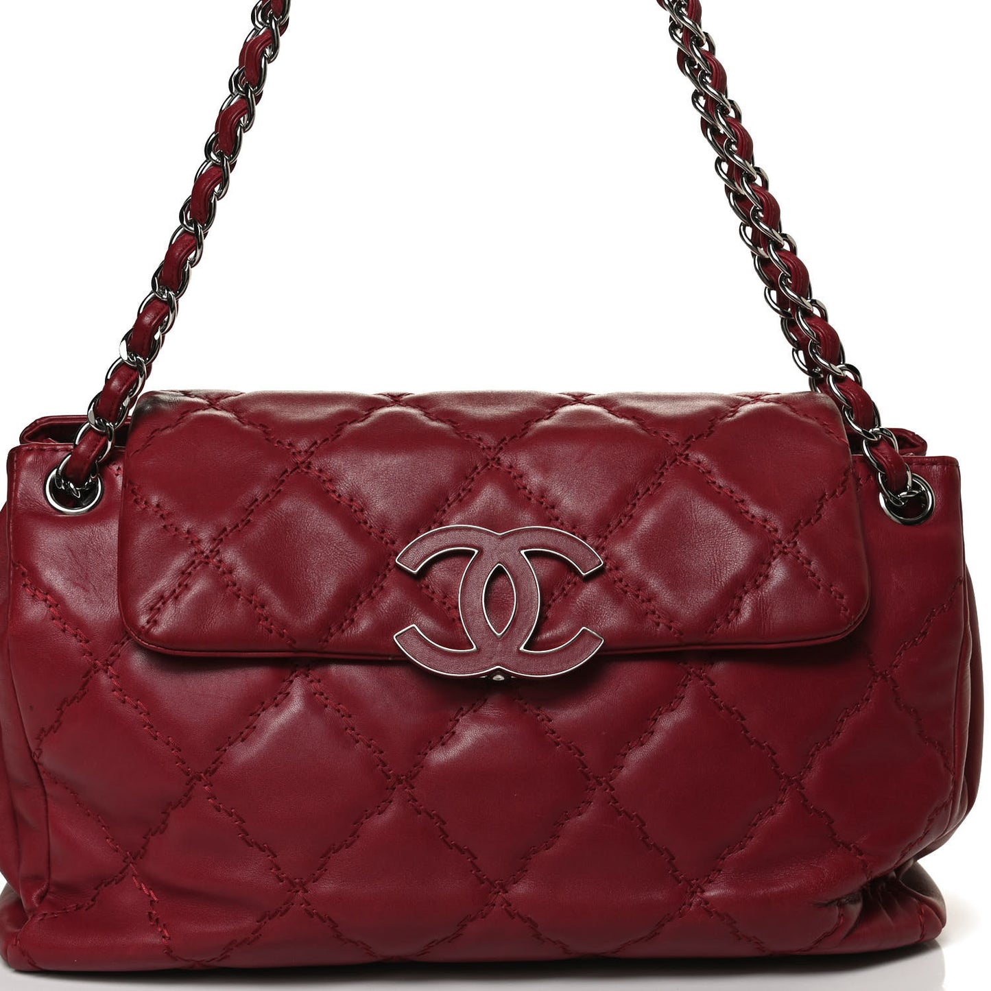 Calfskin Double Stitch Large Hamptons Flap Bag