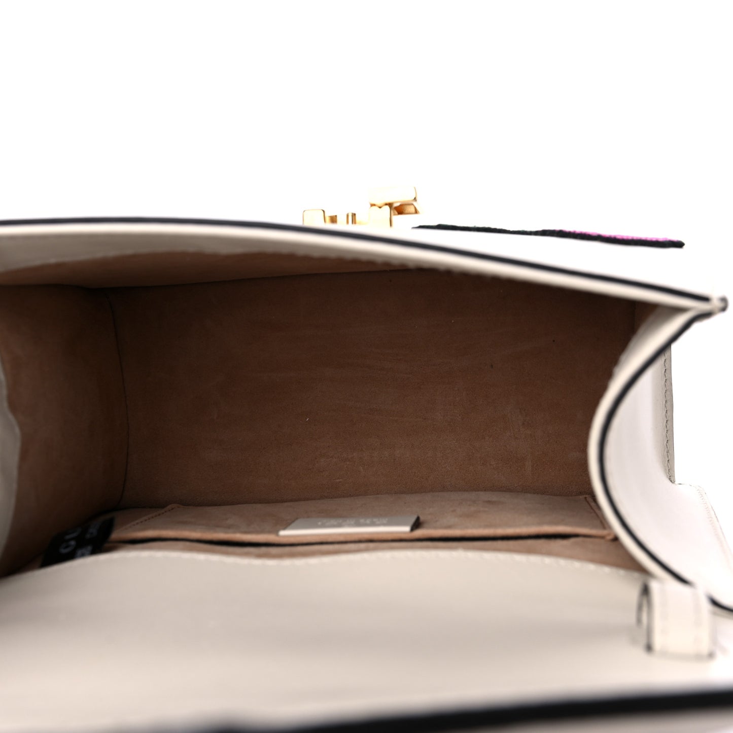 Calfskin Embroidered Mini Sylvie Top Handle Bag White