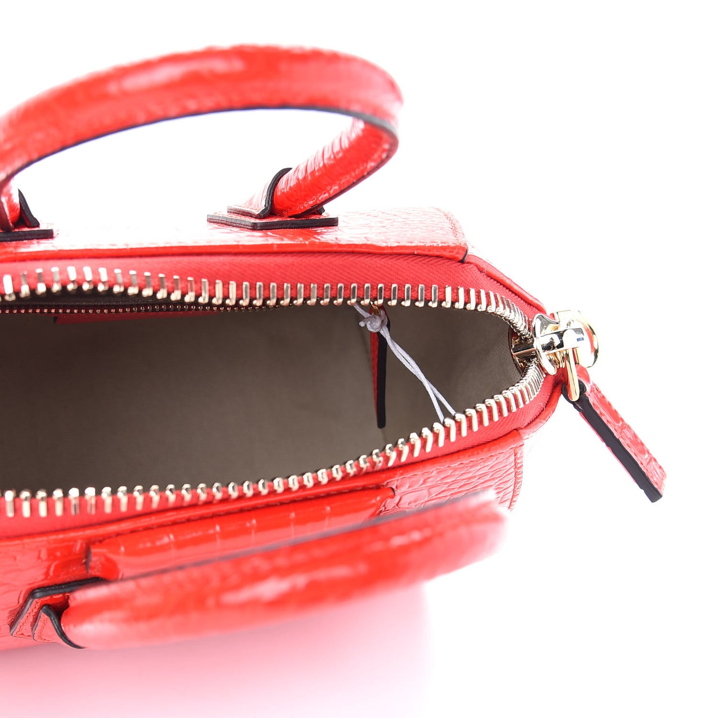 Calfskin Crocodile Embossed Mini Antigona Red
