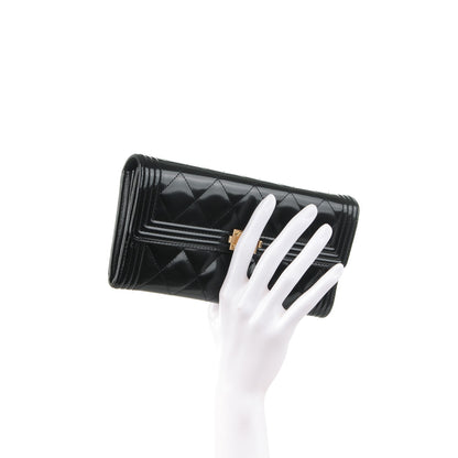 Chanel Iridescent Glazed Calfskin Quilted Boy Flap Wallet Black 2 of 8