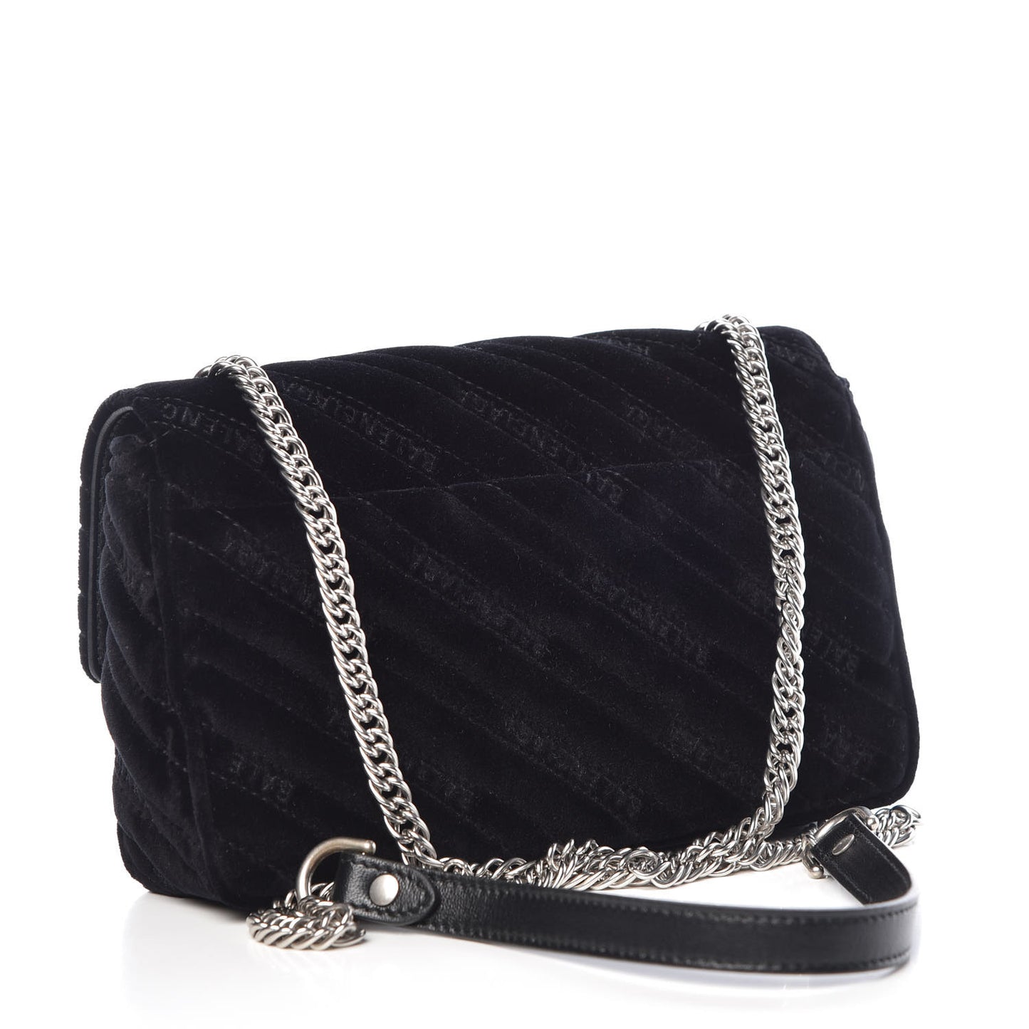 Velvet Logo Matelasse BB Chain Wallet Black