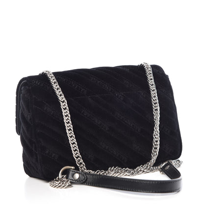 Balenciaga Velvet Logo Matelasse BB Chain Wallet Black 3 of 11