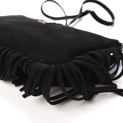 Saint Laurent Suede Calfskin Small Fringe Crossbody Bag Black 7 of 10