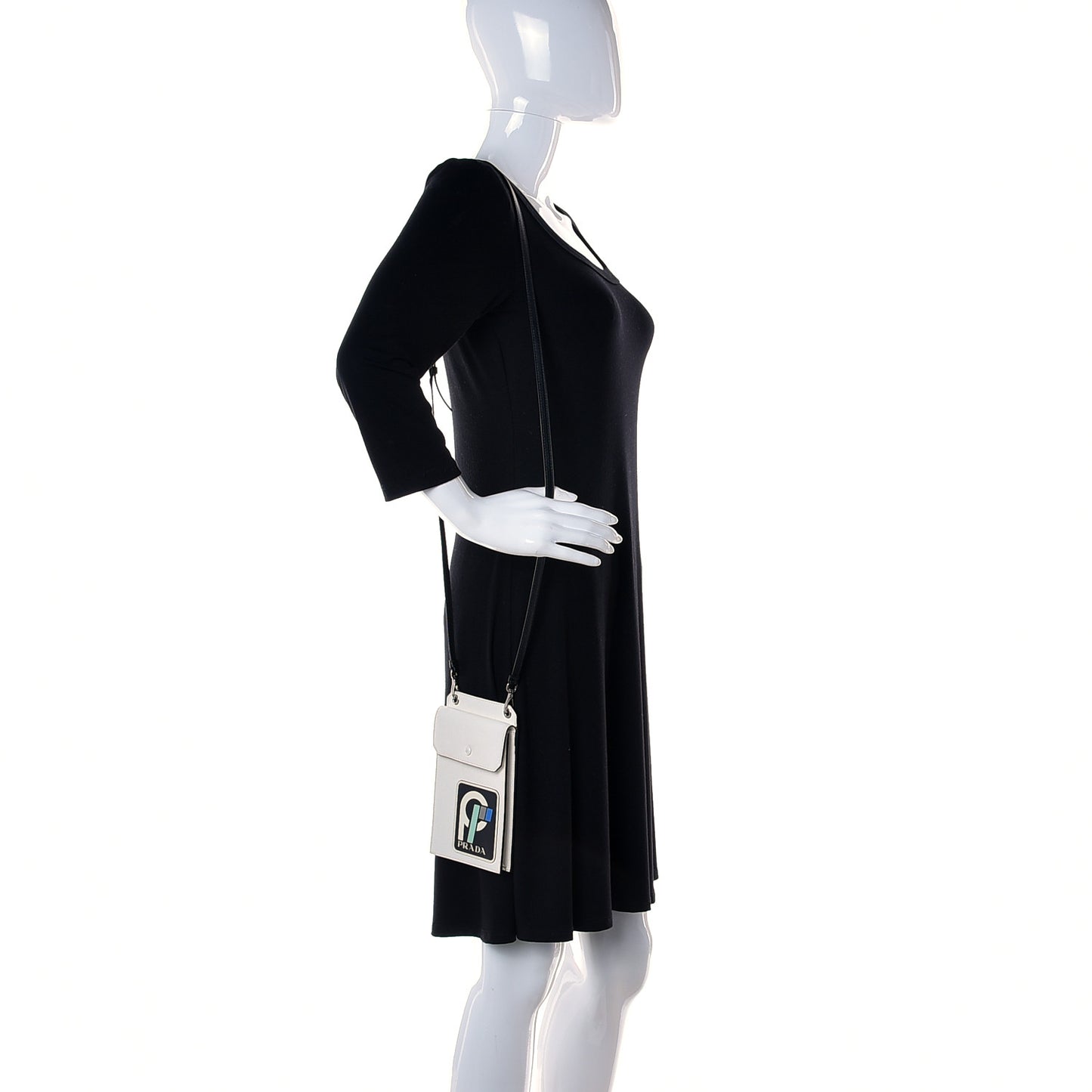 Saffiano Racing Logo Patch Mini Bag White Black