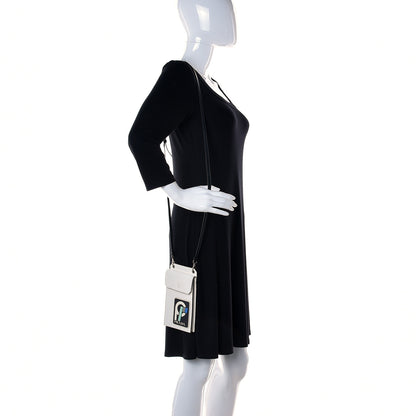Prada Saffiano Racing Logo Patch Mini Bag White Black 2 of 12