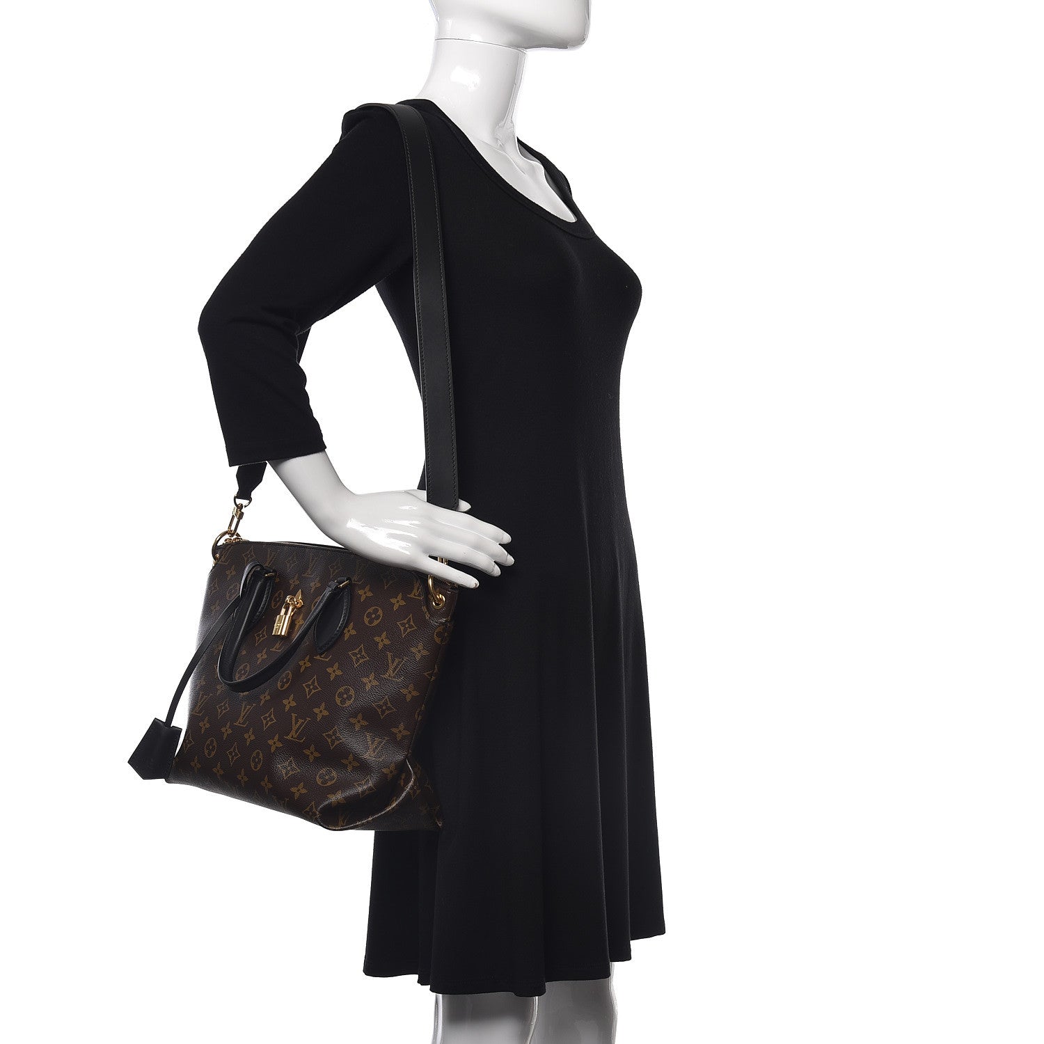 Louis Vuitton Monogram Flower Zipped Tote MM Black 2 of 9