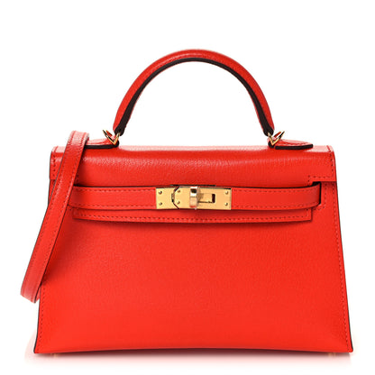 Hermes Chevre Mysore Mini Kelly Sellier 20 Capucine 1 of 11