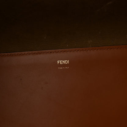 Fendi Vitello King Tamponato Plexiglass Logo Embossed Large Fendi Sunshine Shopper Tote Cuoio 5 of 9