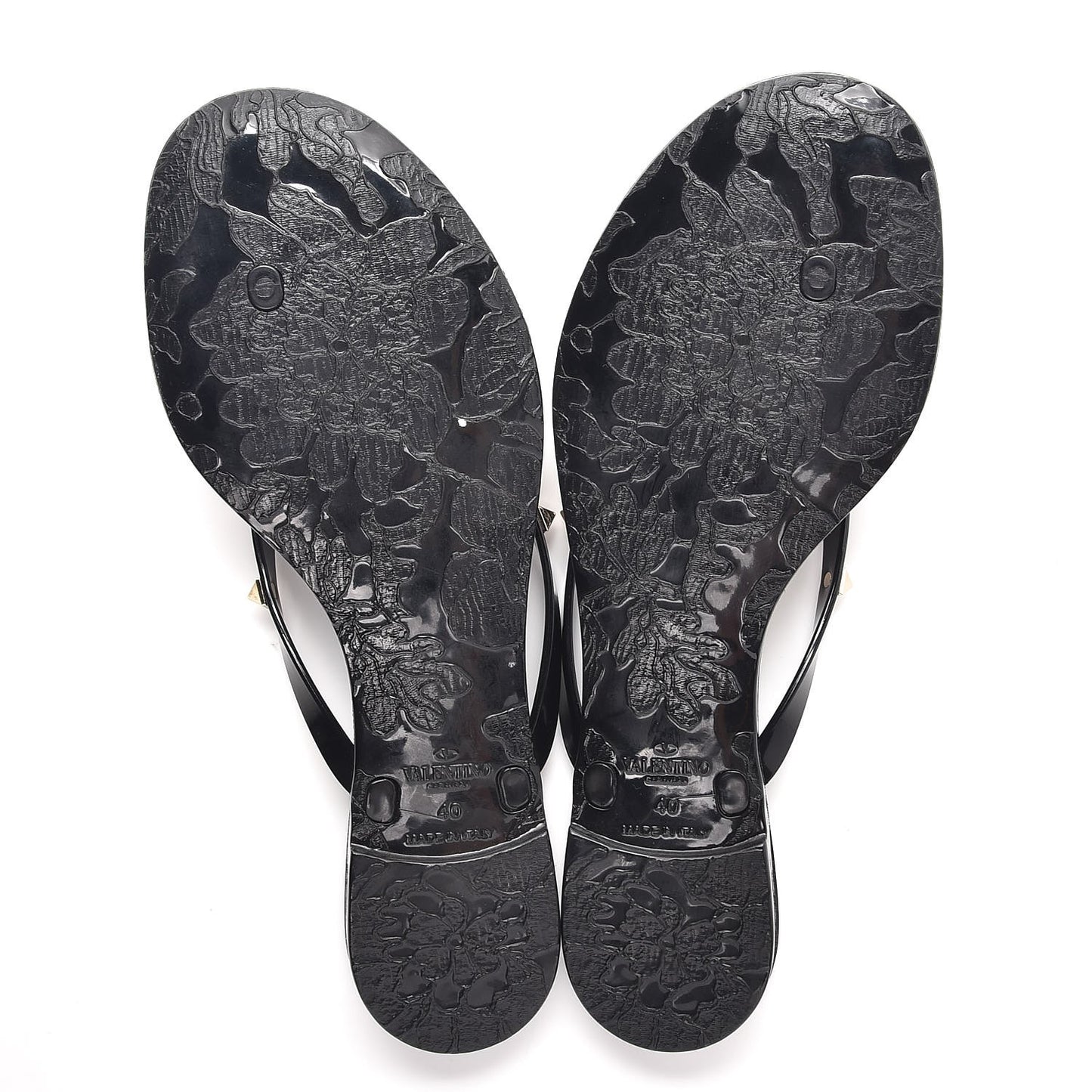 PVC Jelly Rockstud Bow Thong Sandals 40 Black