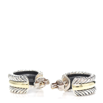 David Yurman Sterling Silver 14K Yellow Gold 16mm Cable Classics Hoop Earrings 4 of 5
