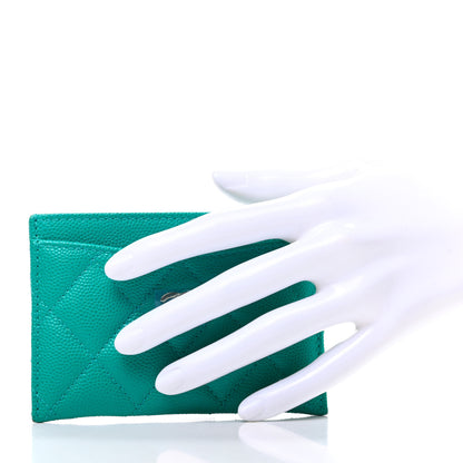 Chanel Caviar Quilted Card Holder Turquoise 2 of 8
