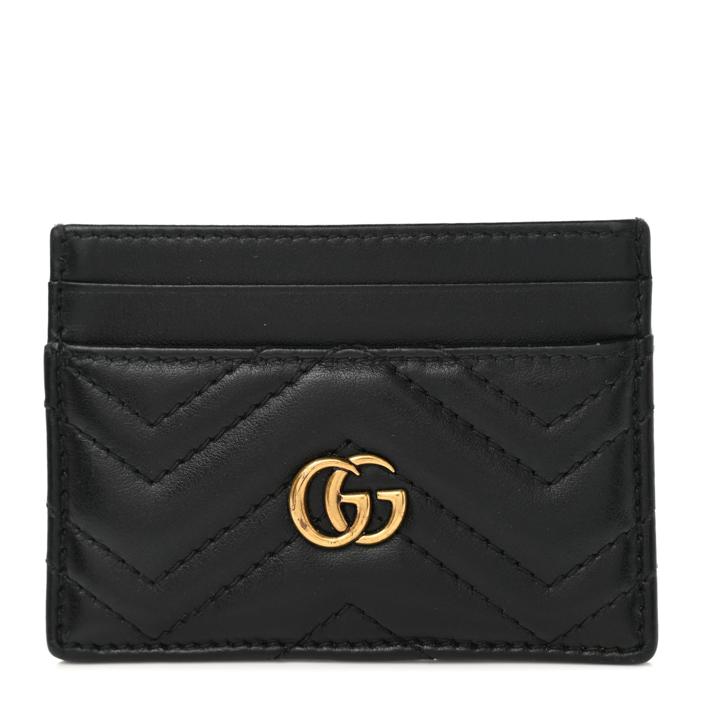 Calfskin Matelasse GG Marmont Card Holder Black