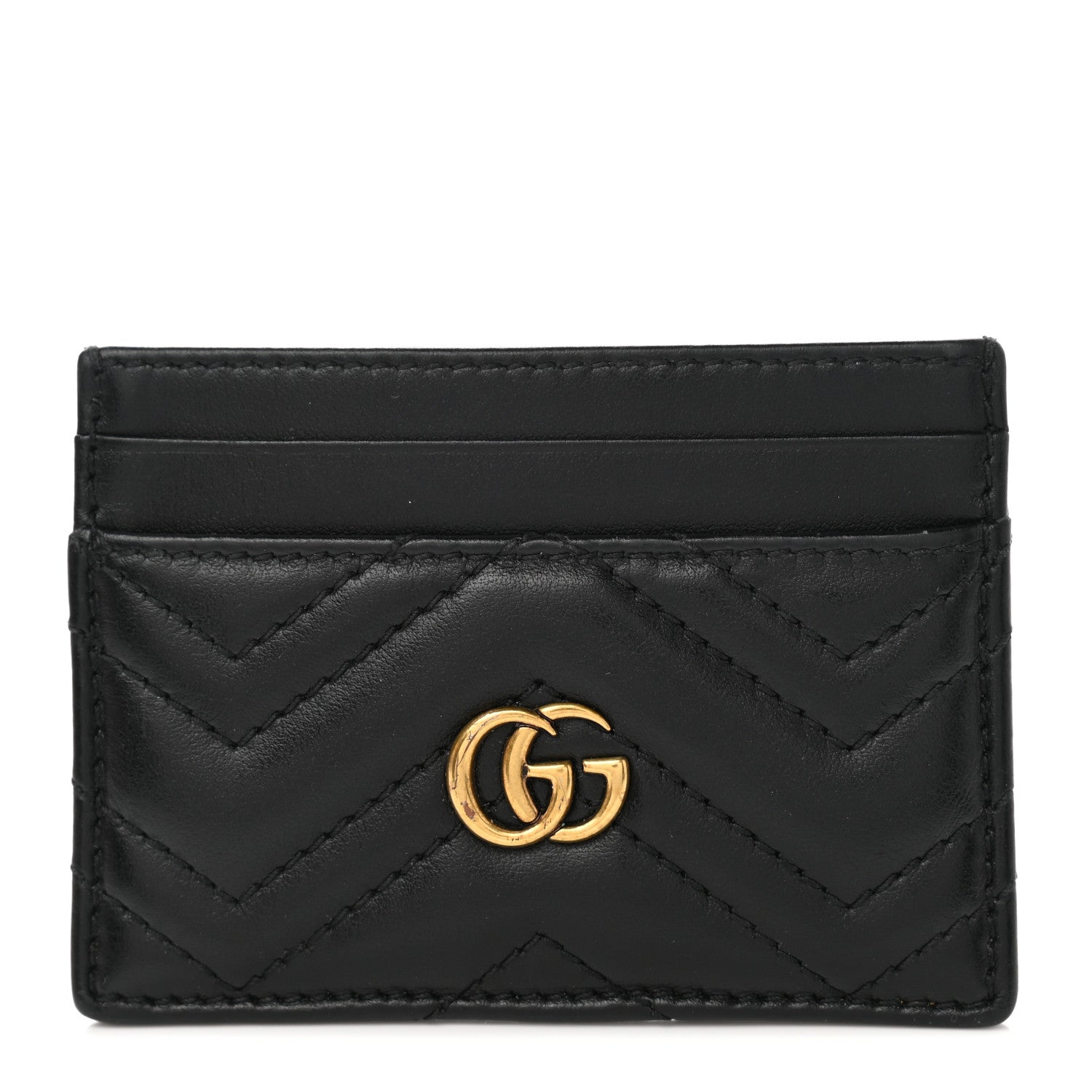 Gucci Calfskin Matelasse GG Marmont Card Holder Black 1 of 6