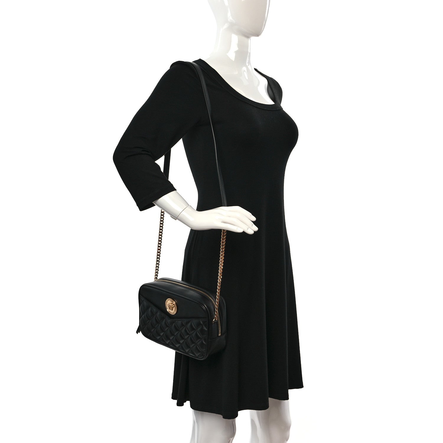 Versace Nappa Quilted Medium Medusa Camera Bag Black 2 of 8