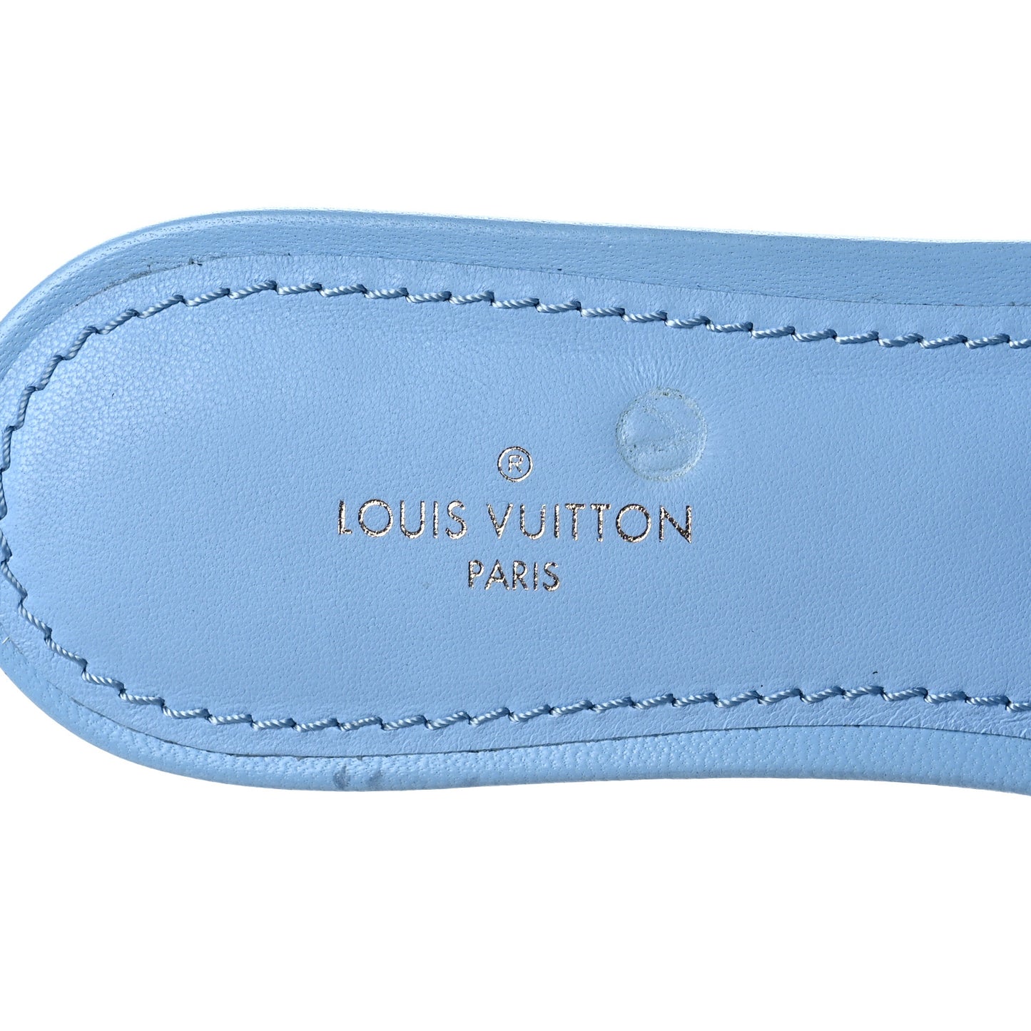 Lambskin Embossed Monogram Revival Flat Mules 36 Light Blue