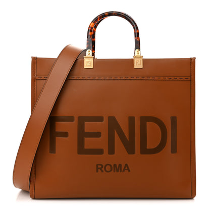 Fendi Vitello King Plexiglass Medium Fendi Sunshine Shopper Tote Cuoio 1 of 12