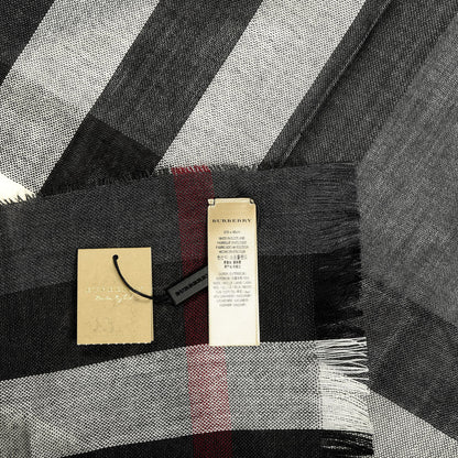 Burberry Wool Cashmere Tonal Lightweight Check Scarf Charcoal 4 of 4