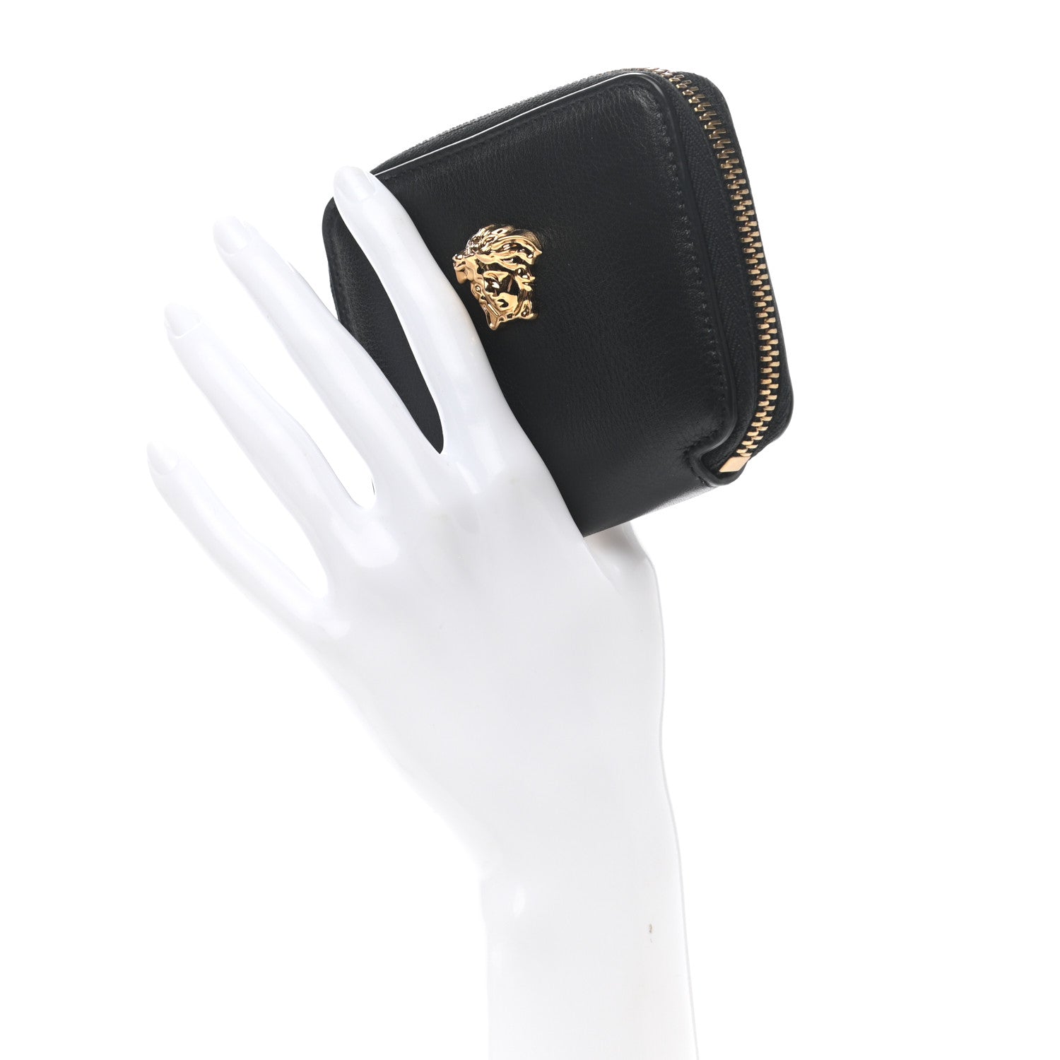 Versace Calfskin Medusa Compact Zip Around Wallet Black 2 of 7