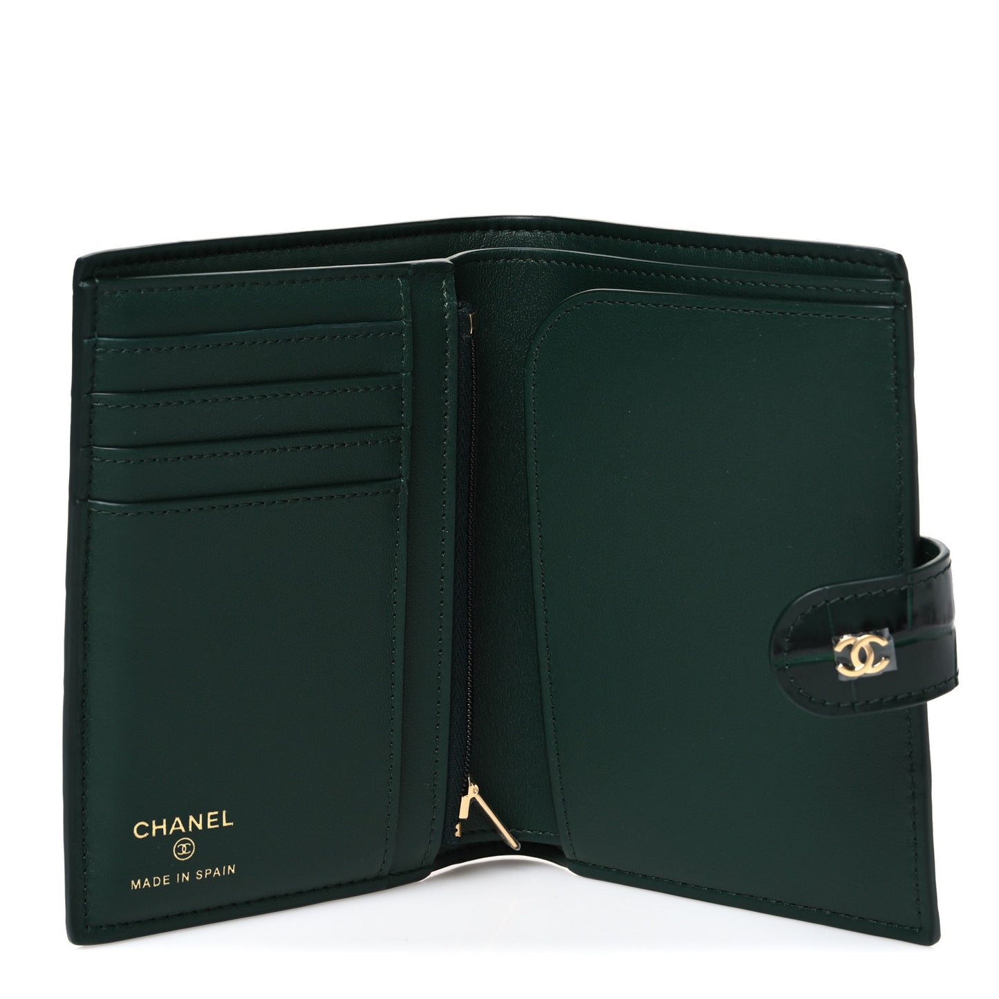 Calfskin Crocodile Embossed Crococo Passport Holder Emerald